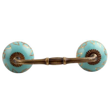 Sea Green Leaf Ceramic Bridge Handle